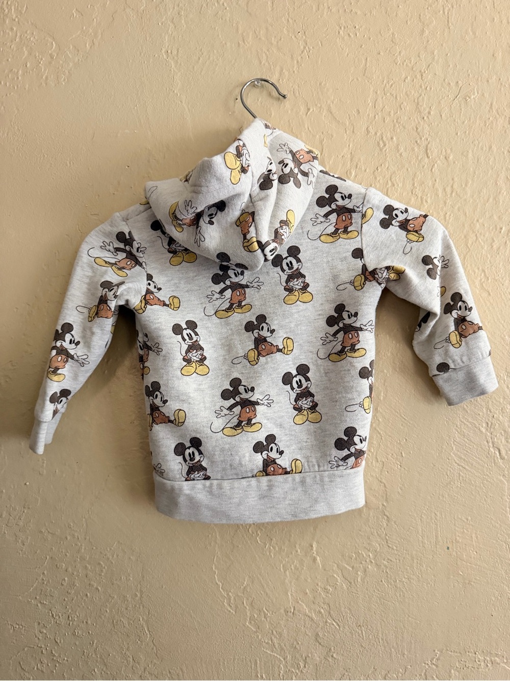 Disney Kids Light Gray Mickey Mouse Zip Hoodie with Yellow Accents - Picture 2 of 5